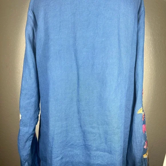 Johnny Was Butterfly Janie European Linen Shirt in Morning Glory NWT - Picture 7 of 11